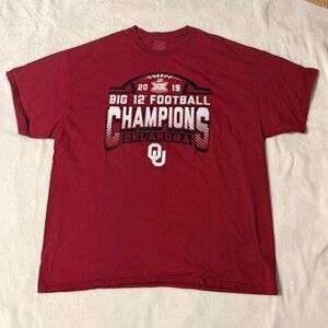 Oklahoma Sooners 2019 Big 12 Football Champions T-Shirt Men’s XL Red OU NCAA